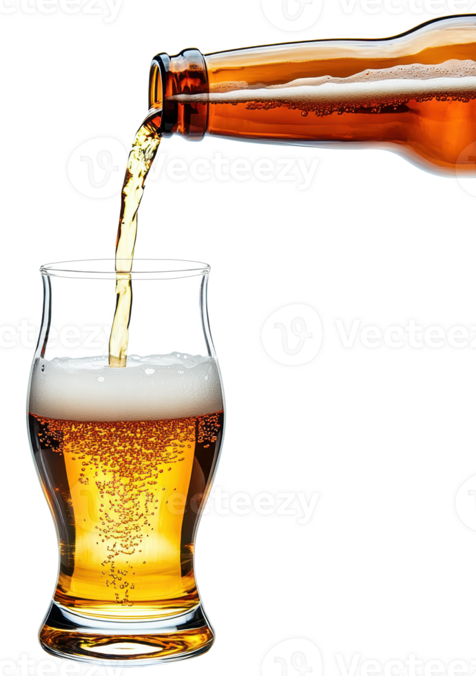 Pouring Golden Beer into a Tulip Glass Refreshing Beverage Craft Beer Alcohol Drink png