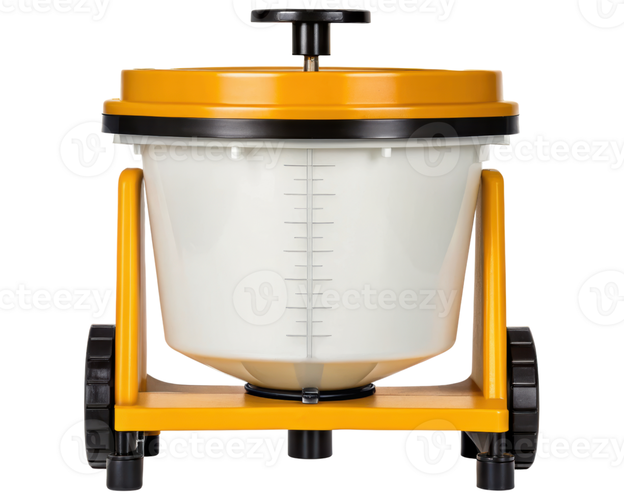 Portable mixer with wheels for easy transport and mixing on a transparent background png