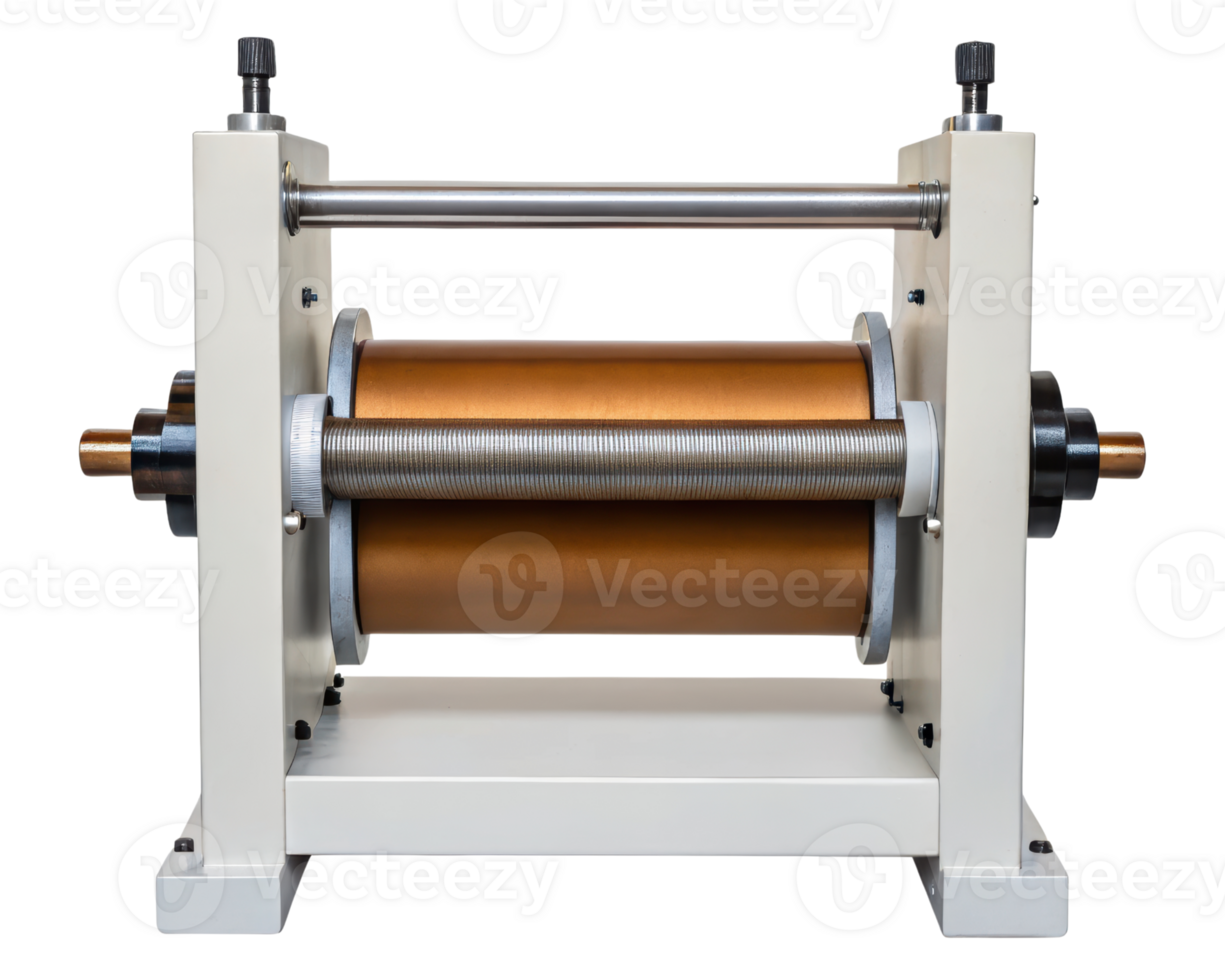 Robust industrial roller machine for precise material processing on a transparent background png