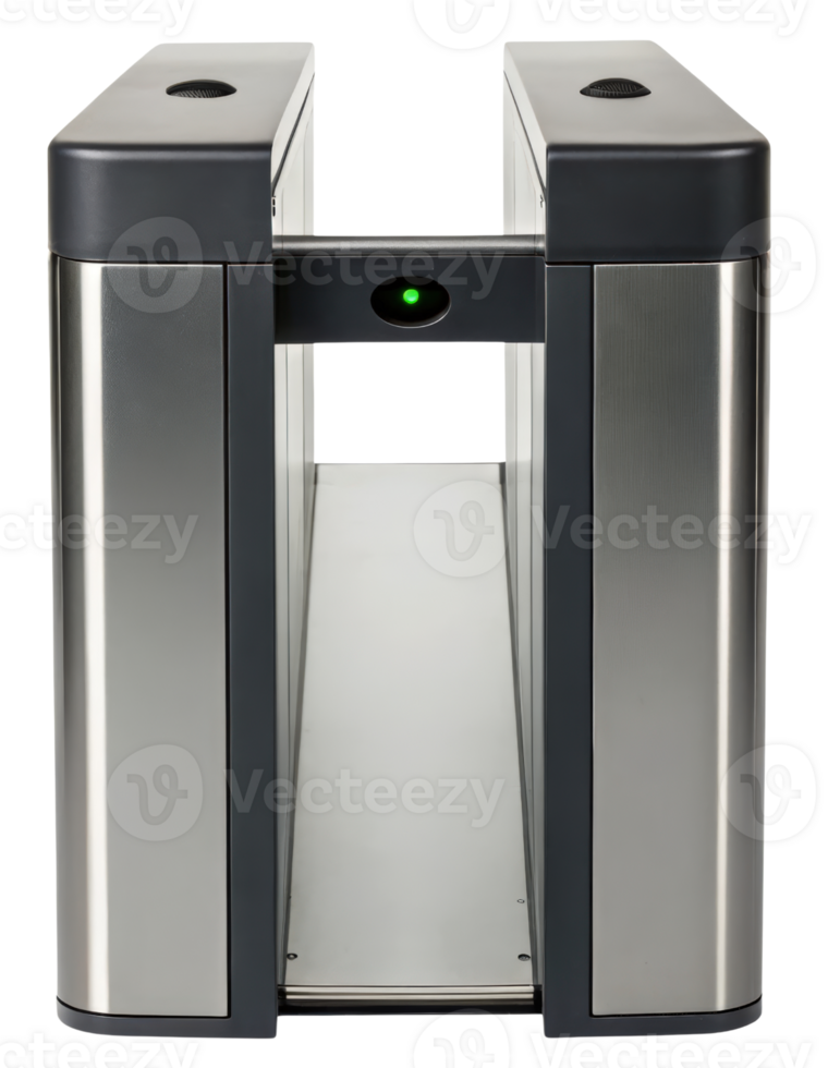 Modern security gate with a sleek and stylish design on a transparent background png