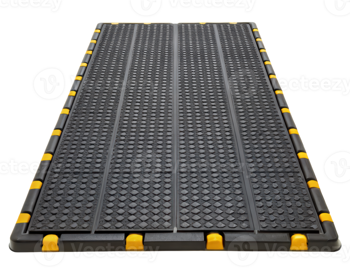 A durable rubber mat for safe footing on a transparent background png