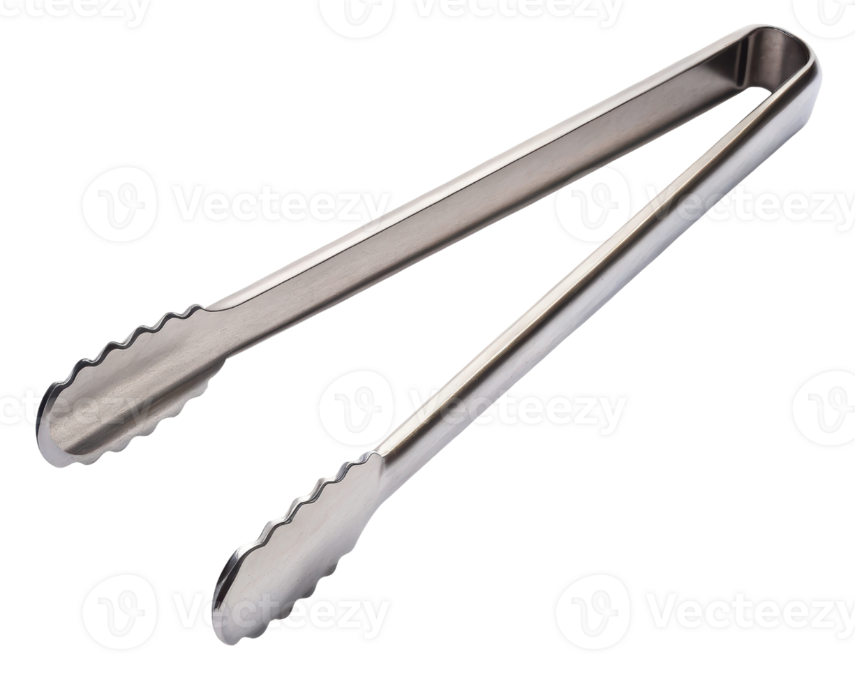 Durable stainless steel tongs for cooking and serving on a transparent background png