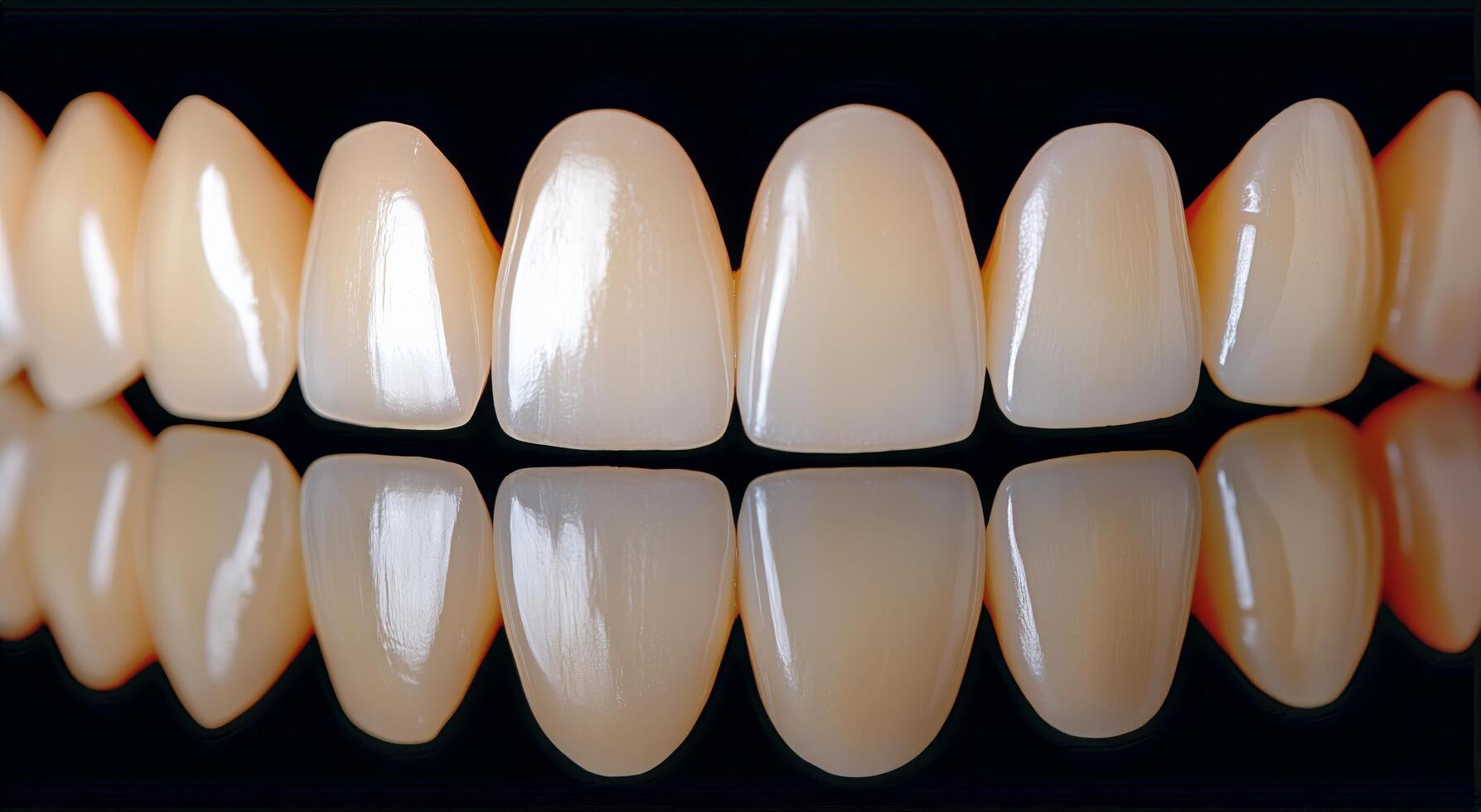 Detailed View of Dental Prosthetics Aligned for a Perfect Smile photo
