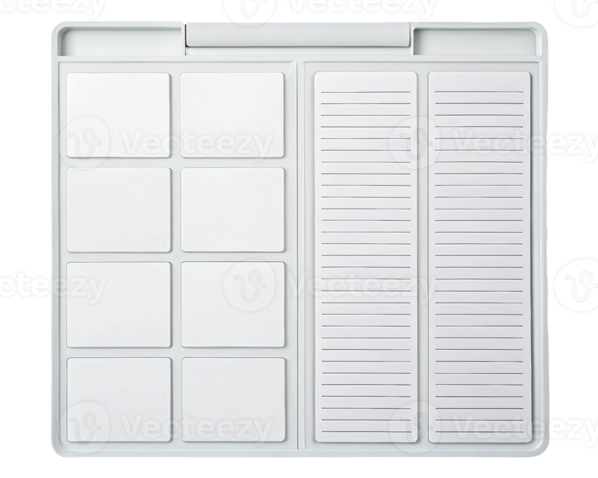 Organizer tray with sections for various items on a transparent background png