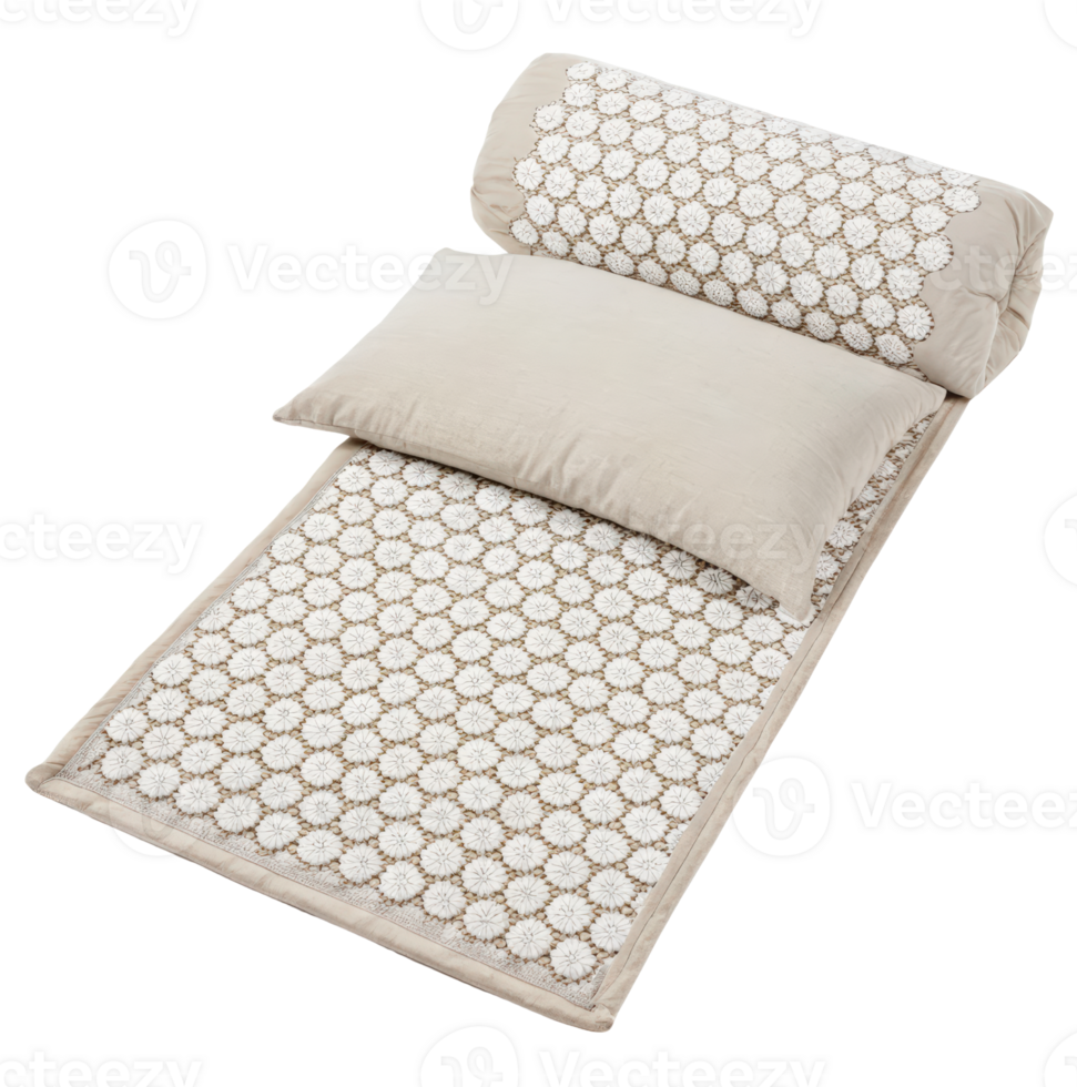 Comfortable sleeping mat with a supportive pillow on a transparent background png