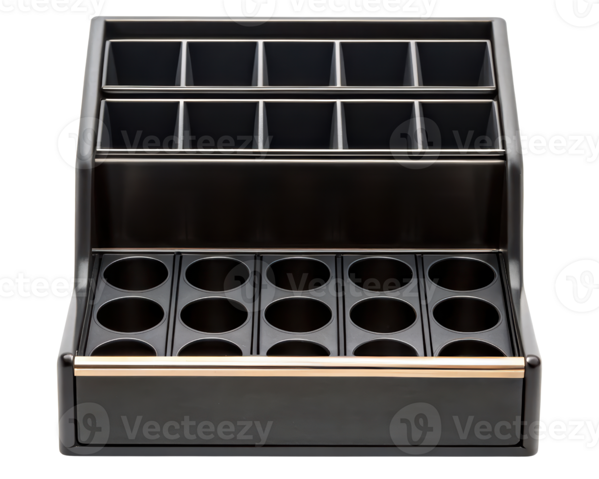 Multi-tiered display stand for showcasing small items on a transparent background png