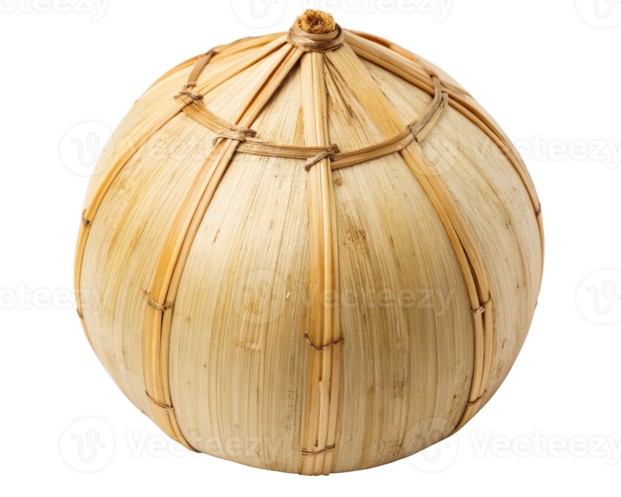 Traditional bamboo steamer used for cooking food on a transparent background png