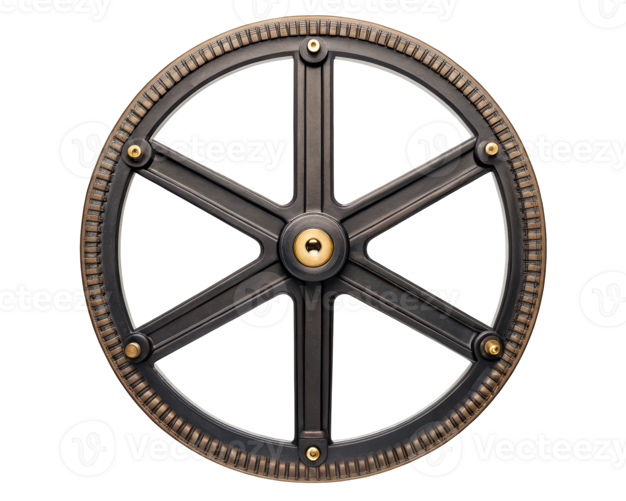 Decorative gear wheel with intricate detailing on a transparent background png