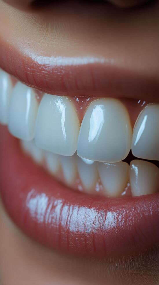 Smiling With Bright White Teeth and Healthy Gums During a Sunny Outdoor Setting photo