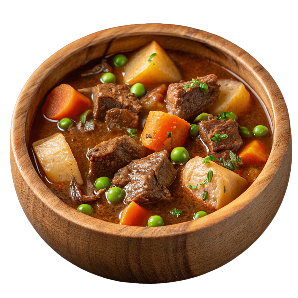 Delicious beef stew on transparent background png