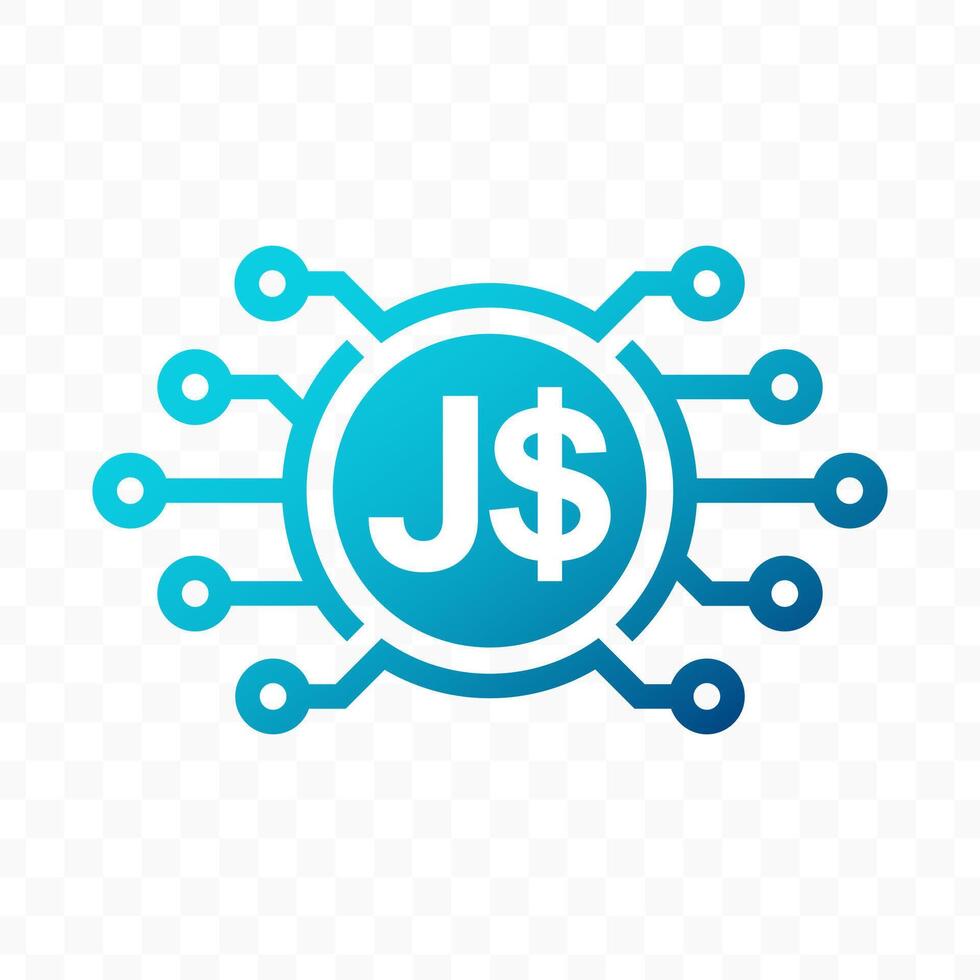 illustration of Jamaica Dollar digital currency icon in blue color vector