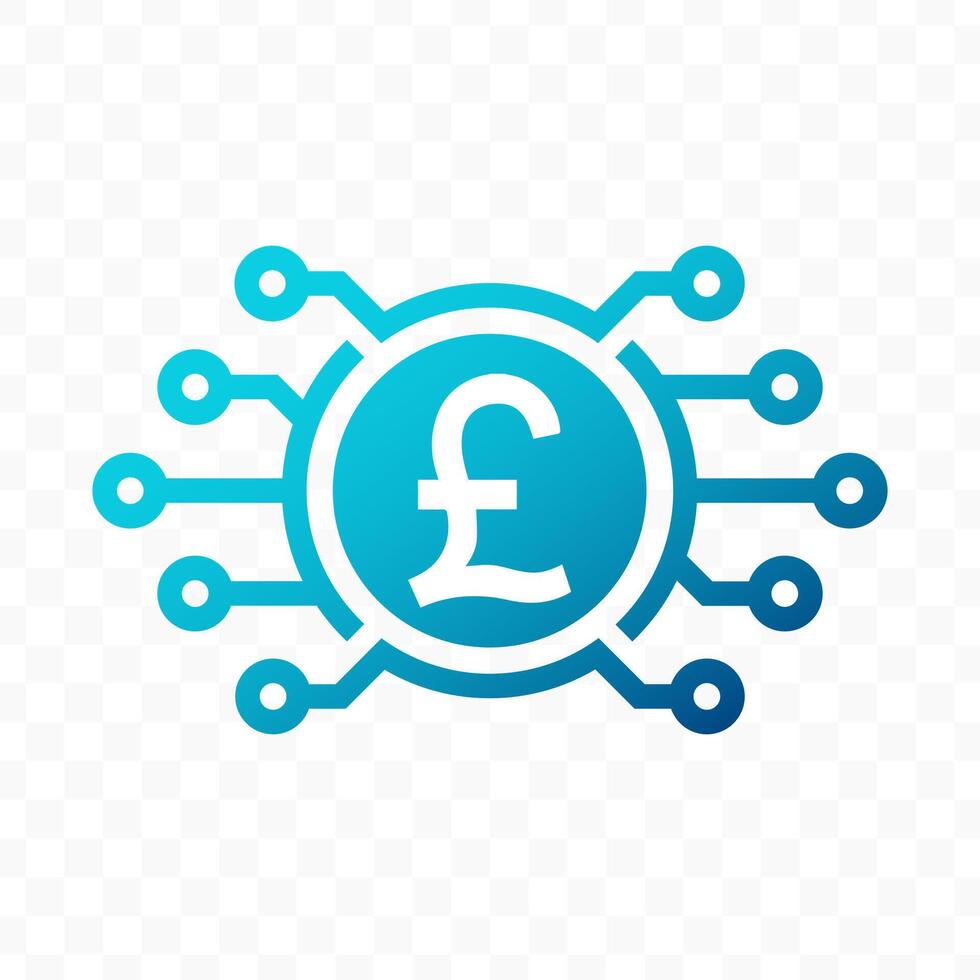 illustration of UK Pound digital currency icon in blue color vector