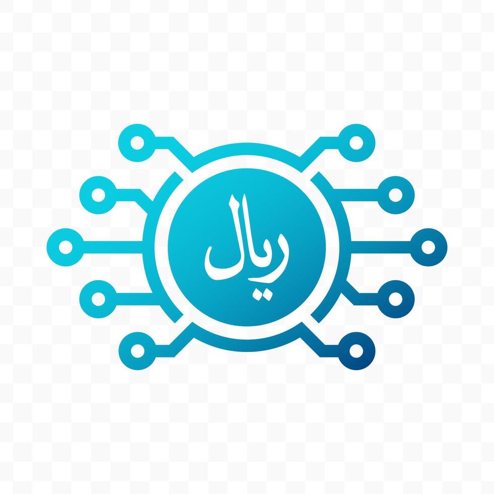 illustration of Riyal digital currency icon in blue color vector