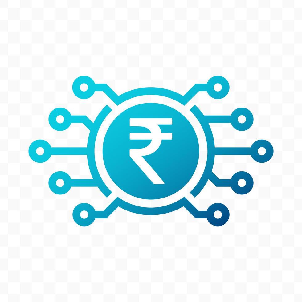 illustration of Rupee digital currency icon in blue color vector