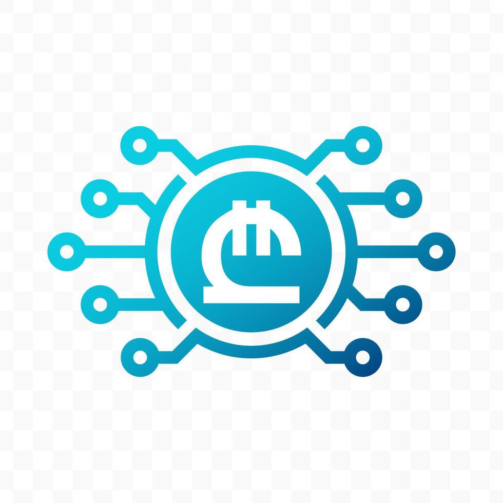 illustration of Georgian lari digital currency icon in blue color vector