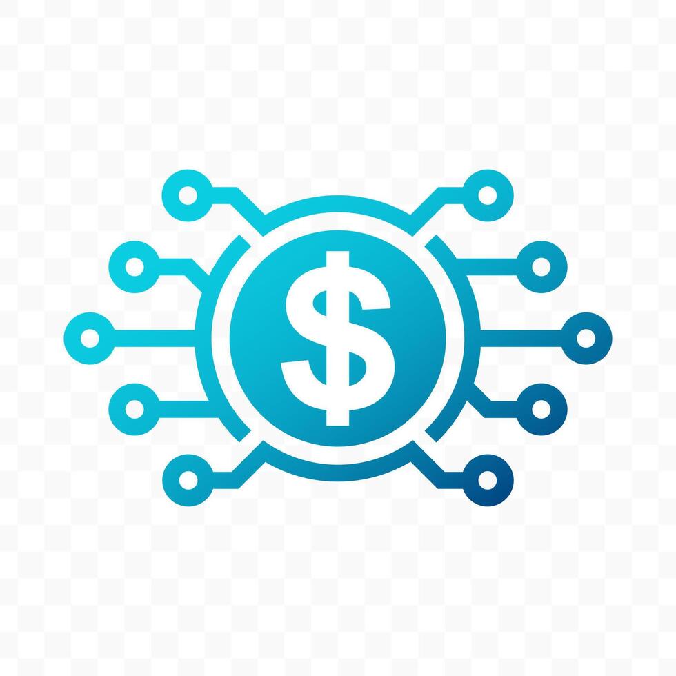 illustration of US Dollar digital currency icon in blue color vector