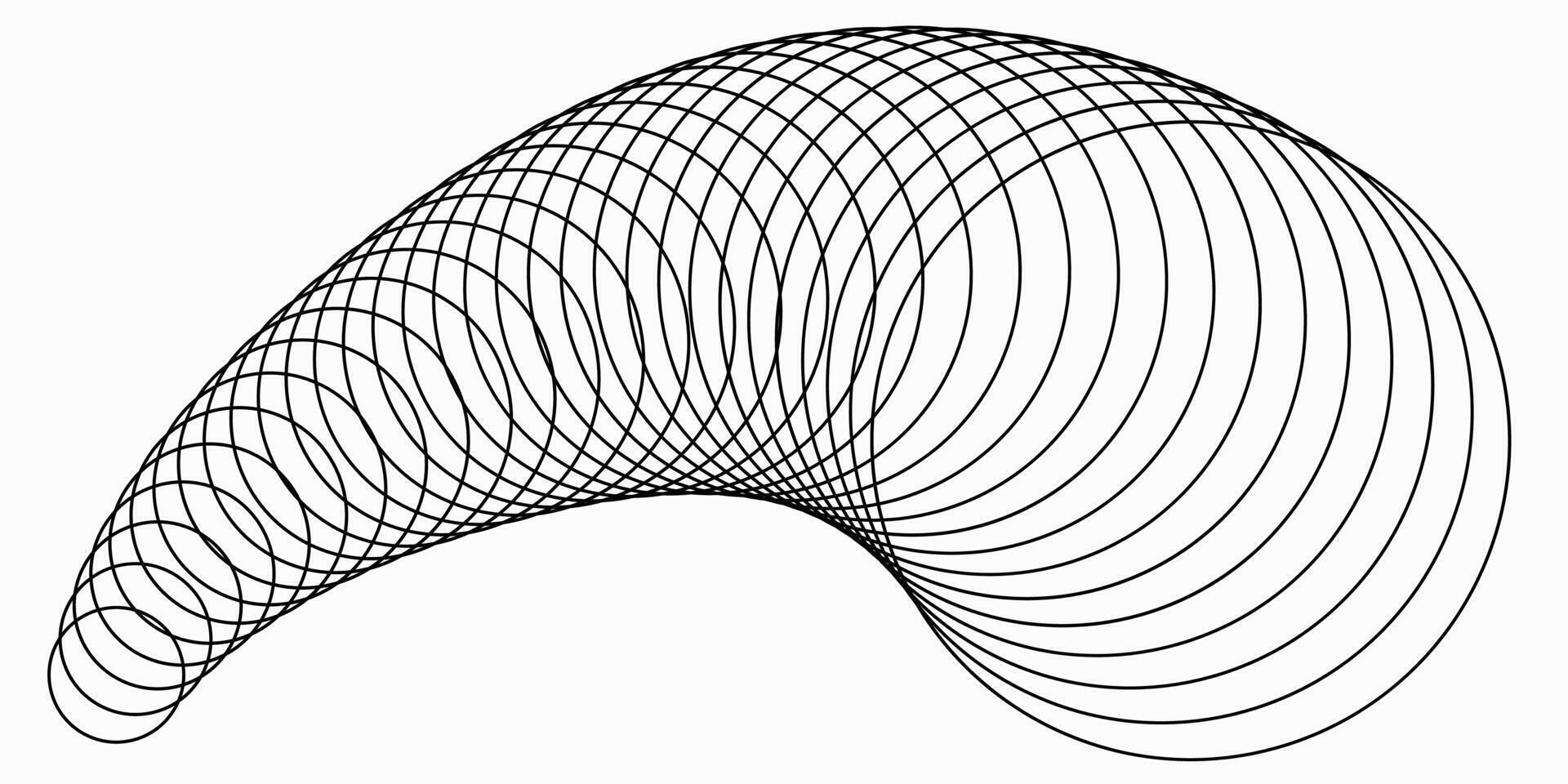 Dynamic Black and White Spiral Lines Design. Black motion circle, optical illusion element vector