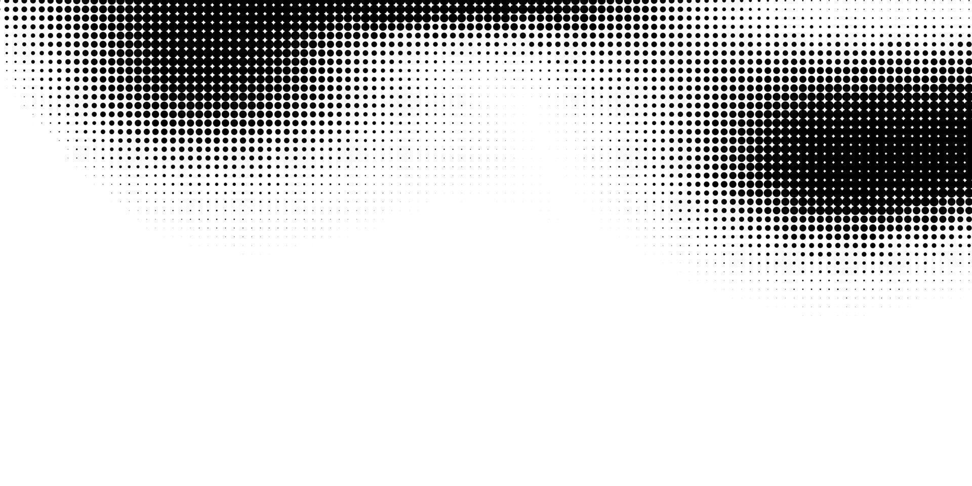 Abstract gradient halftone background. Black and white fluid halftone pixelated backdrop. Grit dots texture. Halfton dots overlay for posters, cover, presentation vector