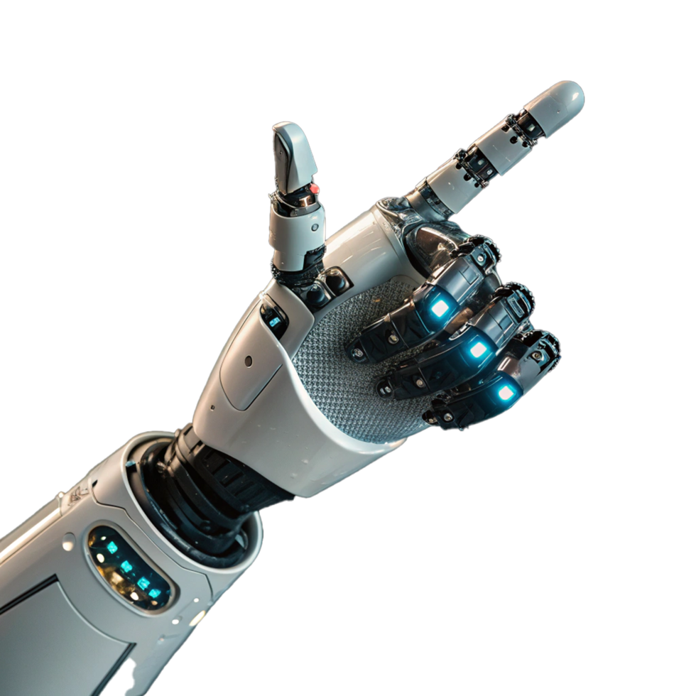 Robotic hand pointed on transparent background png