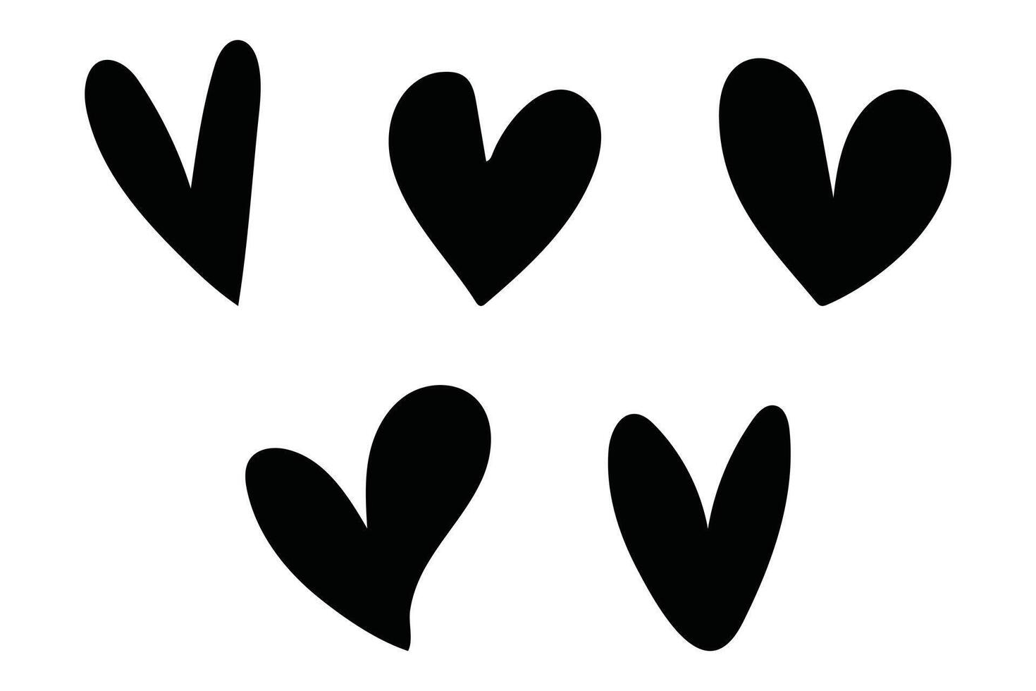 Hand Drawn Heart Set Valentines Doodle Hearts Valentine's Day Illustration Isolated on White Background vector
