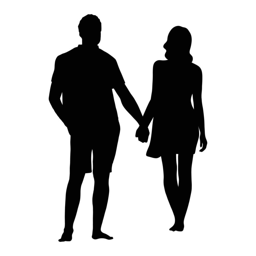 Couples Silhouettes Man and Black Illustration on White Background vector