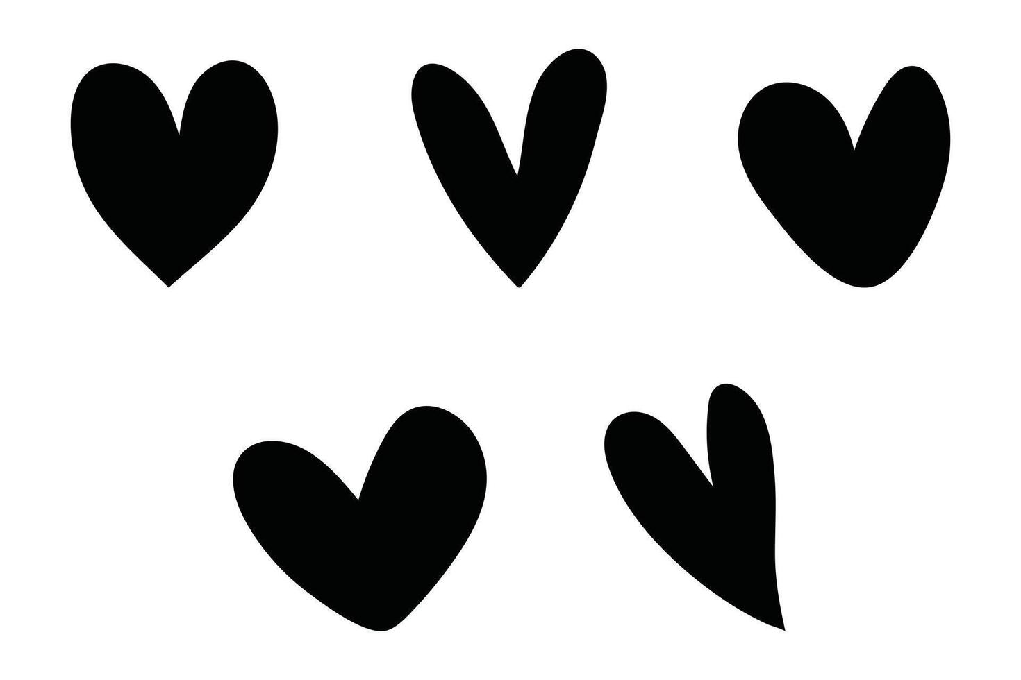 Hand Drawn Heart Set Valentines Doodle Hearts Valentine's Day Illustration on White Background vector