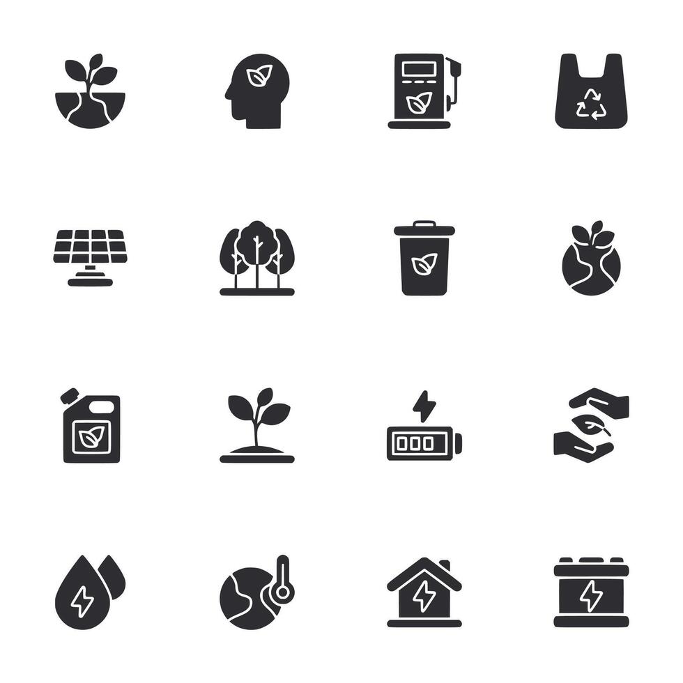 Monoline Icons of Environmental Problems vector