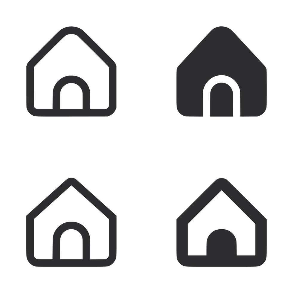 Four different house icons are shown in a row vector