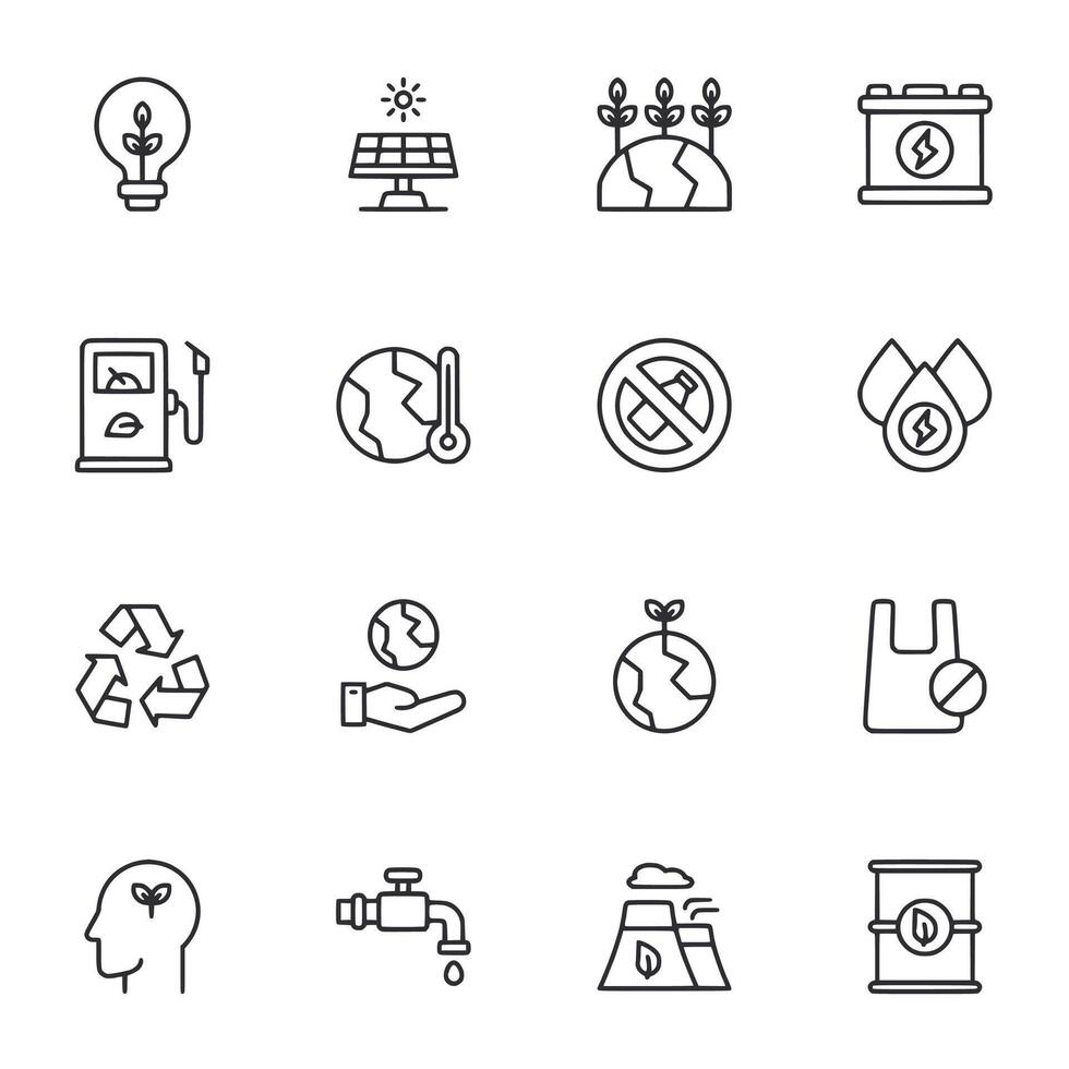 icon environmental Issues in Outline Style vector