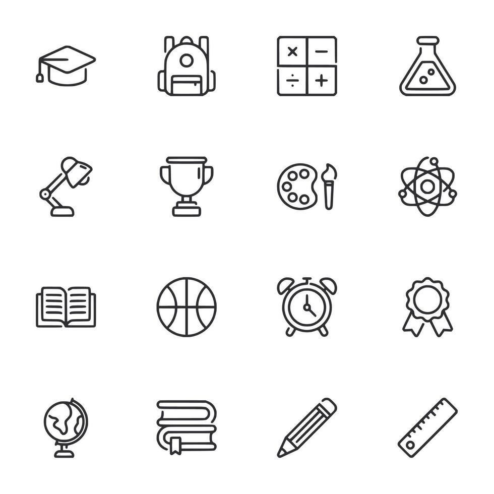 Minimalist School Items Icons vector