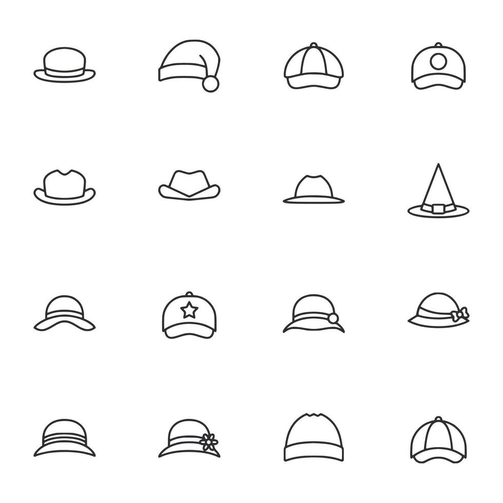 A collection of hats in a row vector