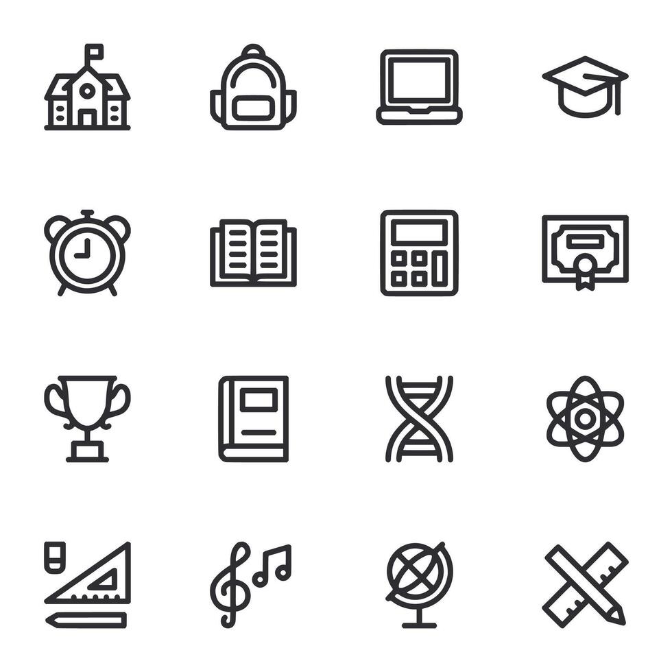 A set of icons for school supplies and school related items vector