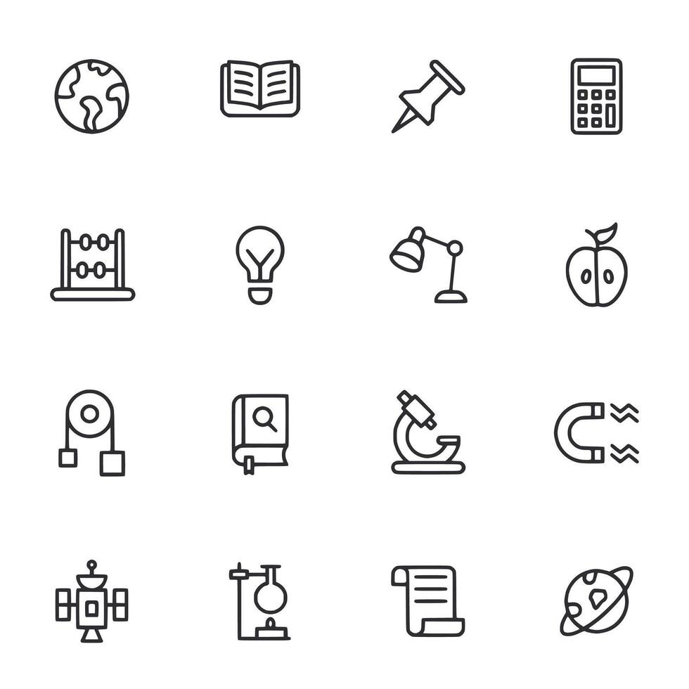 Outline School Supplies Icon Set Education vector