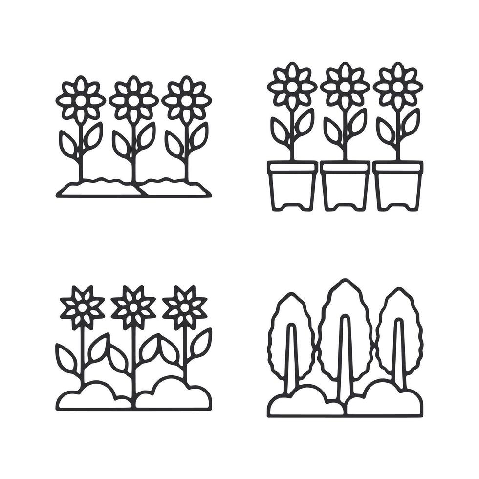 A series of four different types of flowers vector
