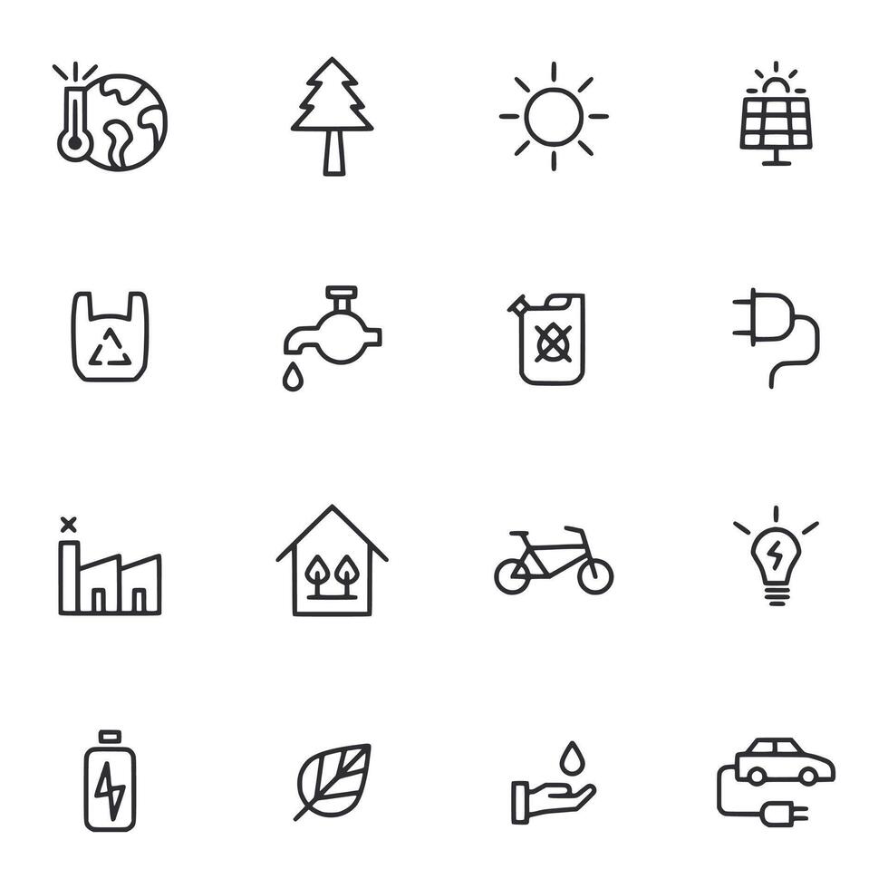Various Environmental Topics Icon Set vector