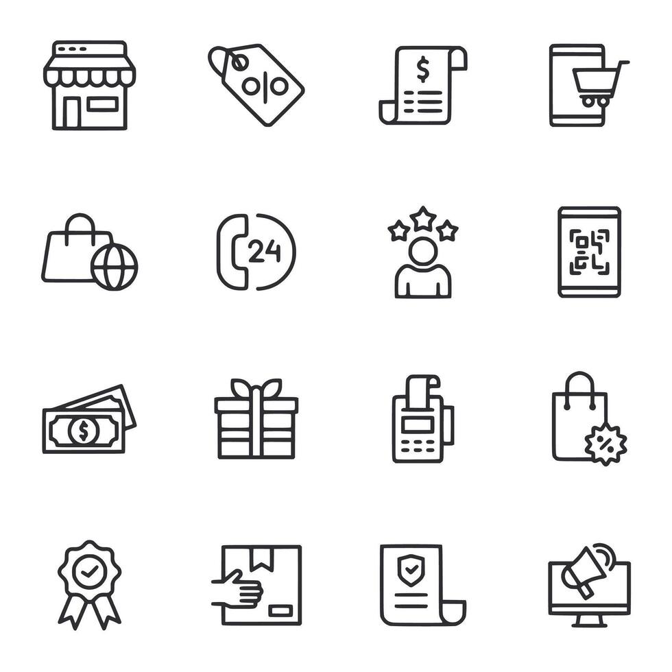 Commerce and Payment Outline Icons vector