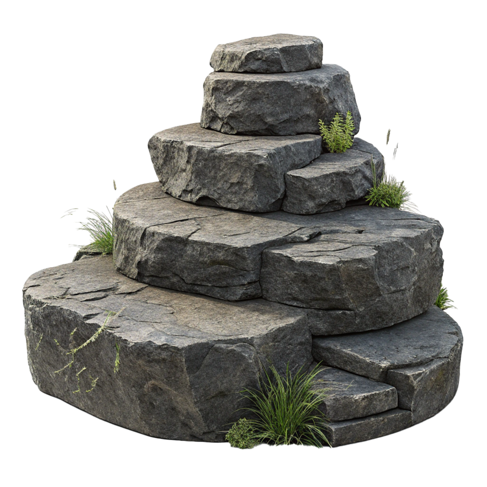 Stack of dark gray stone on transparent background png