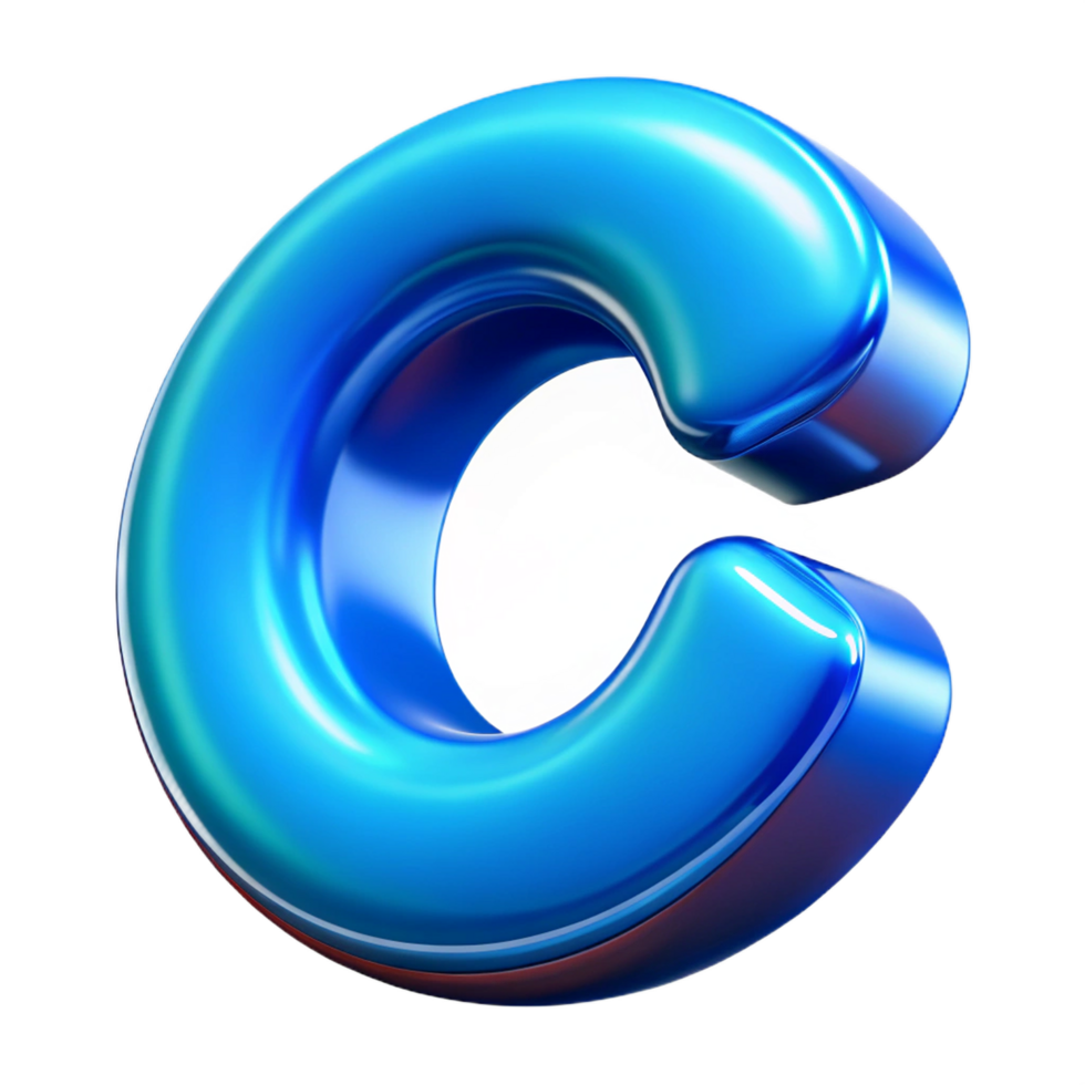 3d render blue color letter C png