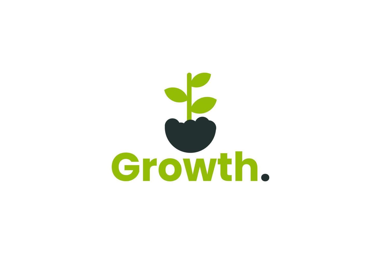 Sprout and soil logo symbolizing nature, progress, and new beginnings. Suitable for branding related to environment, wellness, or innovation. vector