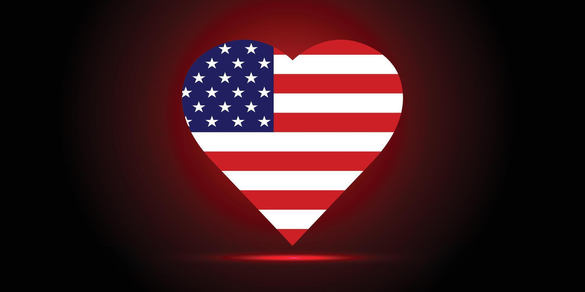 Heart shaped American Flag Design for Patriotic Projects. vector