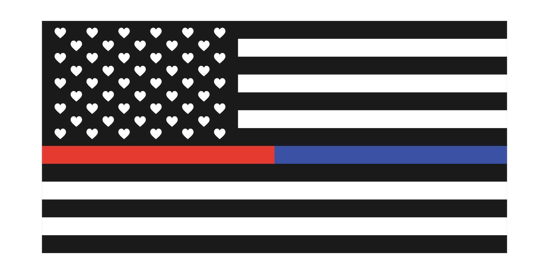 American flag design with red and blue support stripes for first responders. vector