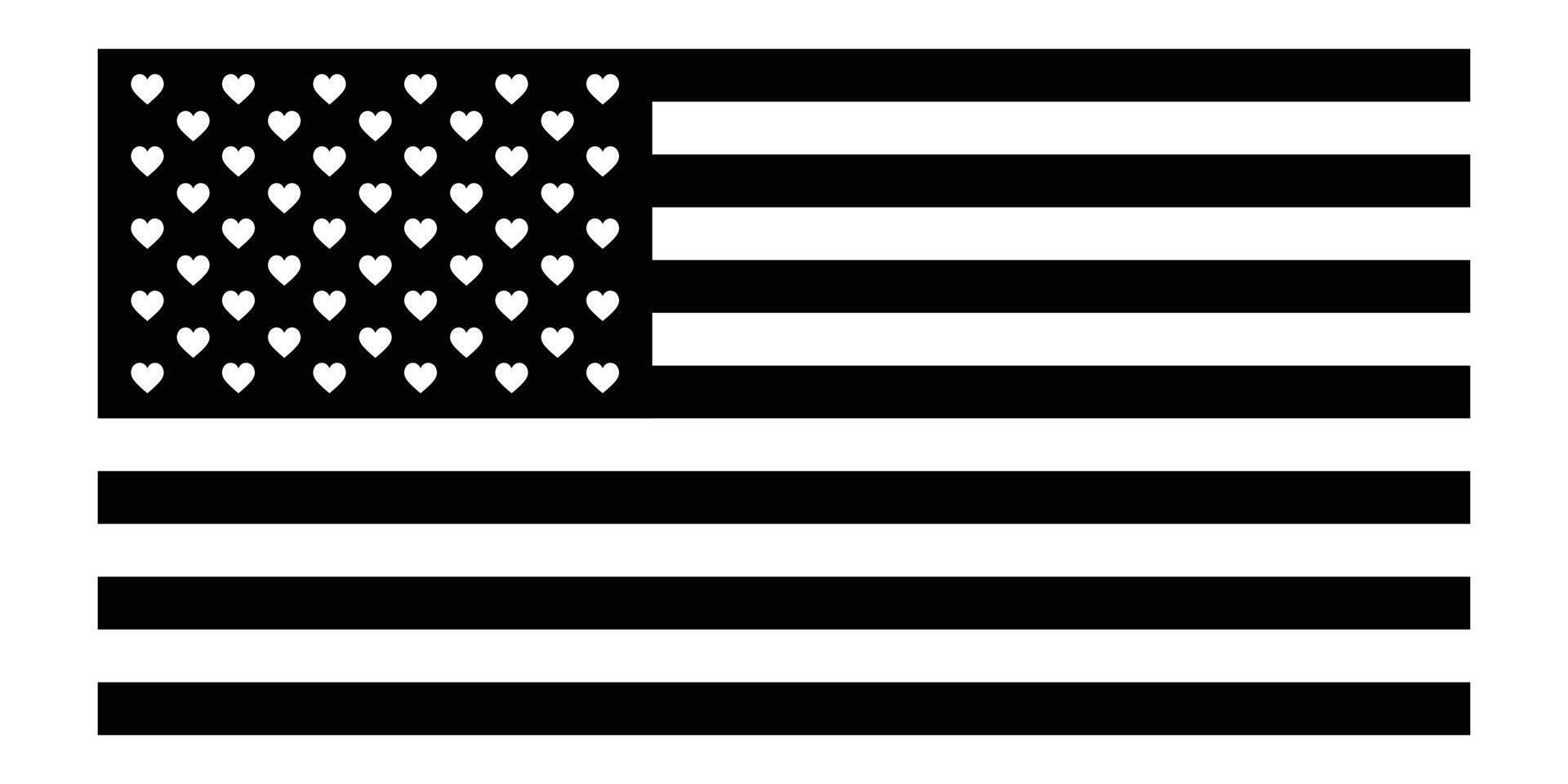Patriotic US Flag with Heart Shaped Stars. Love Concept American Flag. vector