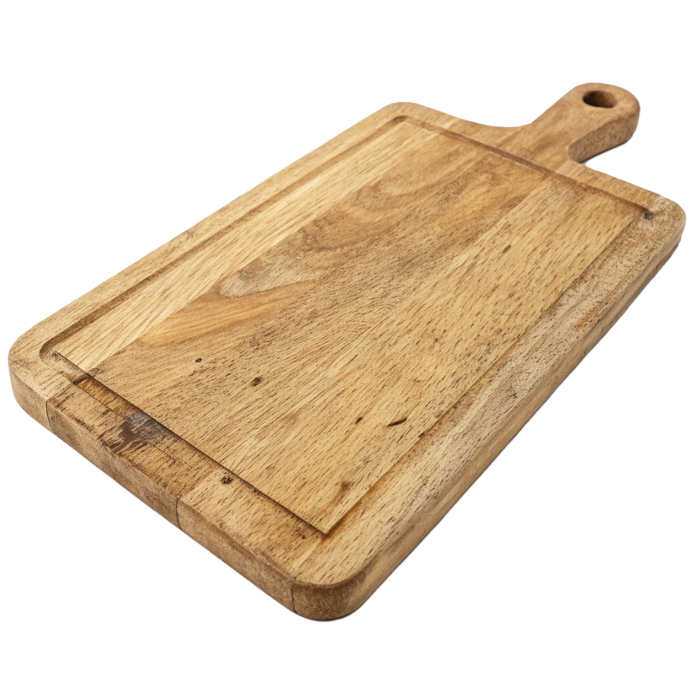 Rustic wooden chopping board isolated png