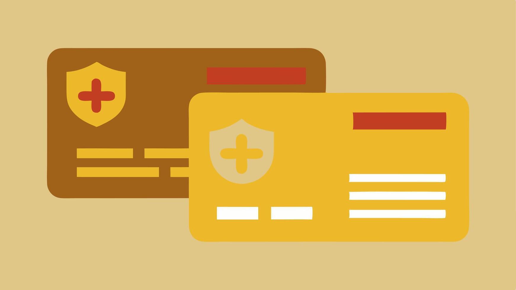 Insurance Divide Two insurance cards side by side one goldplated and comprehensive and the other plain with limited benefits and high copays.. vector