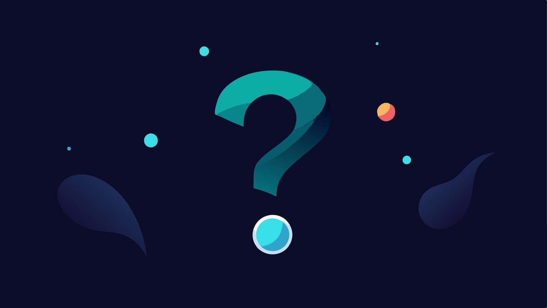 Black and Mystery A deep black background with a glowing question mark and ethereal shapes representing mystery and intrigue while evoking feelings of contemplation.. vector