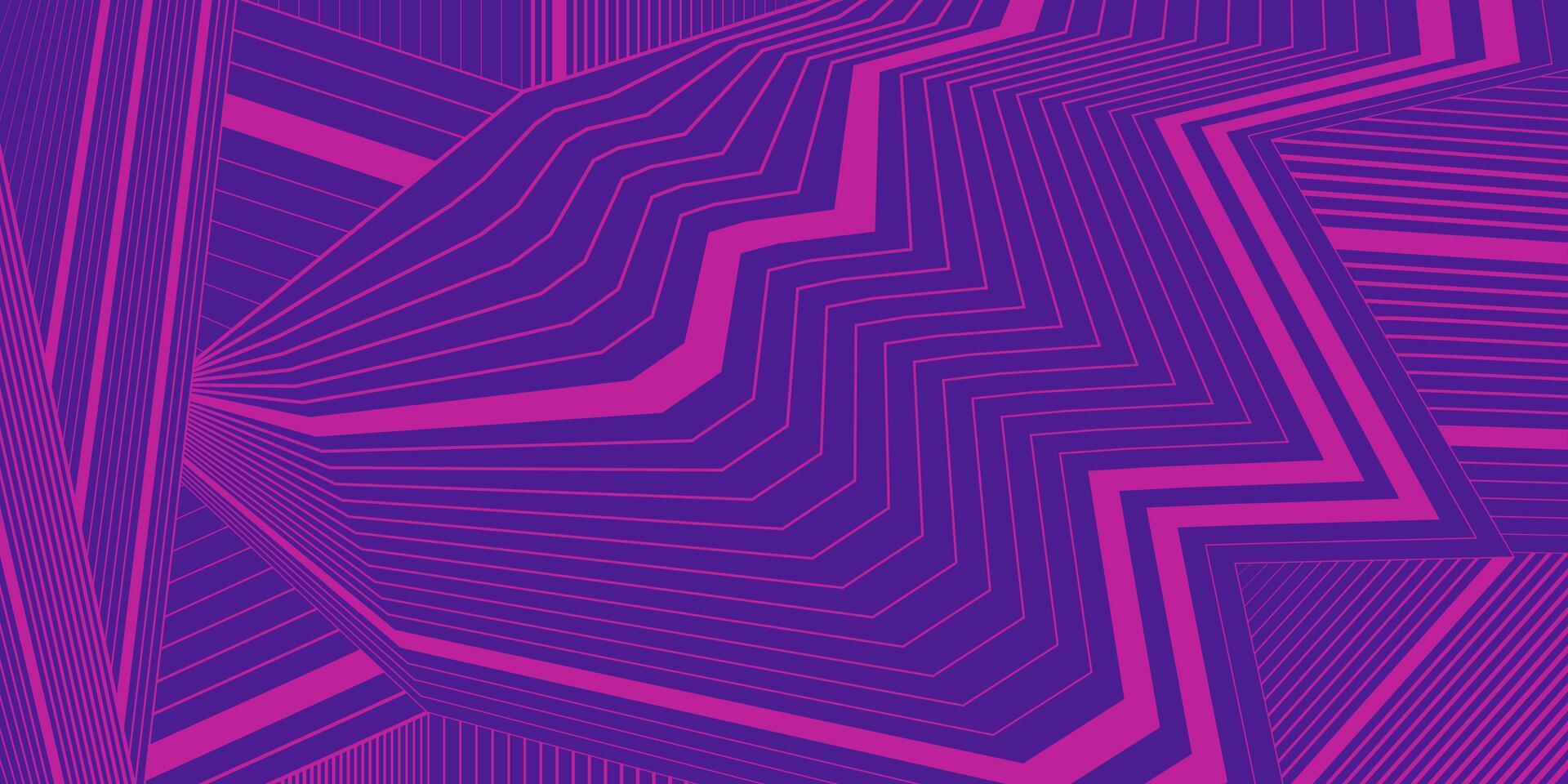 Bold Neon Pink and Purple Geometric Line Art Pattern with Angular Structures. Dynamic and vibrant design with overlapping lines, zigzag shapes, and optical illusions. Perfect for futuristic art, urban vector