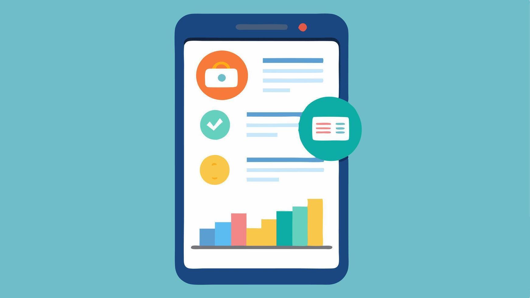 Budgeting App Features A smartphone screen displaying a budgeting application with sections for income tracking expense categorization and saving tips.. vector