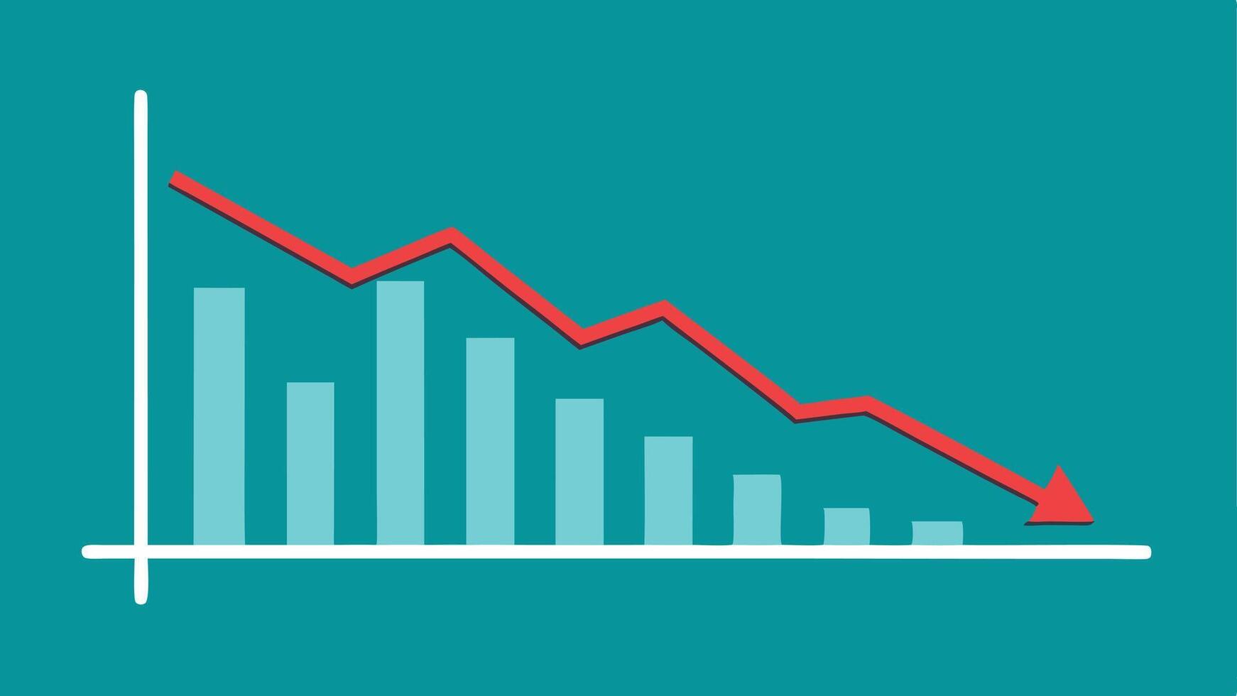 Unemployment Benefits Chart A line chart showing decreasing unemployment benefits over time reflecting financial struggles as savings dwindle.. vector