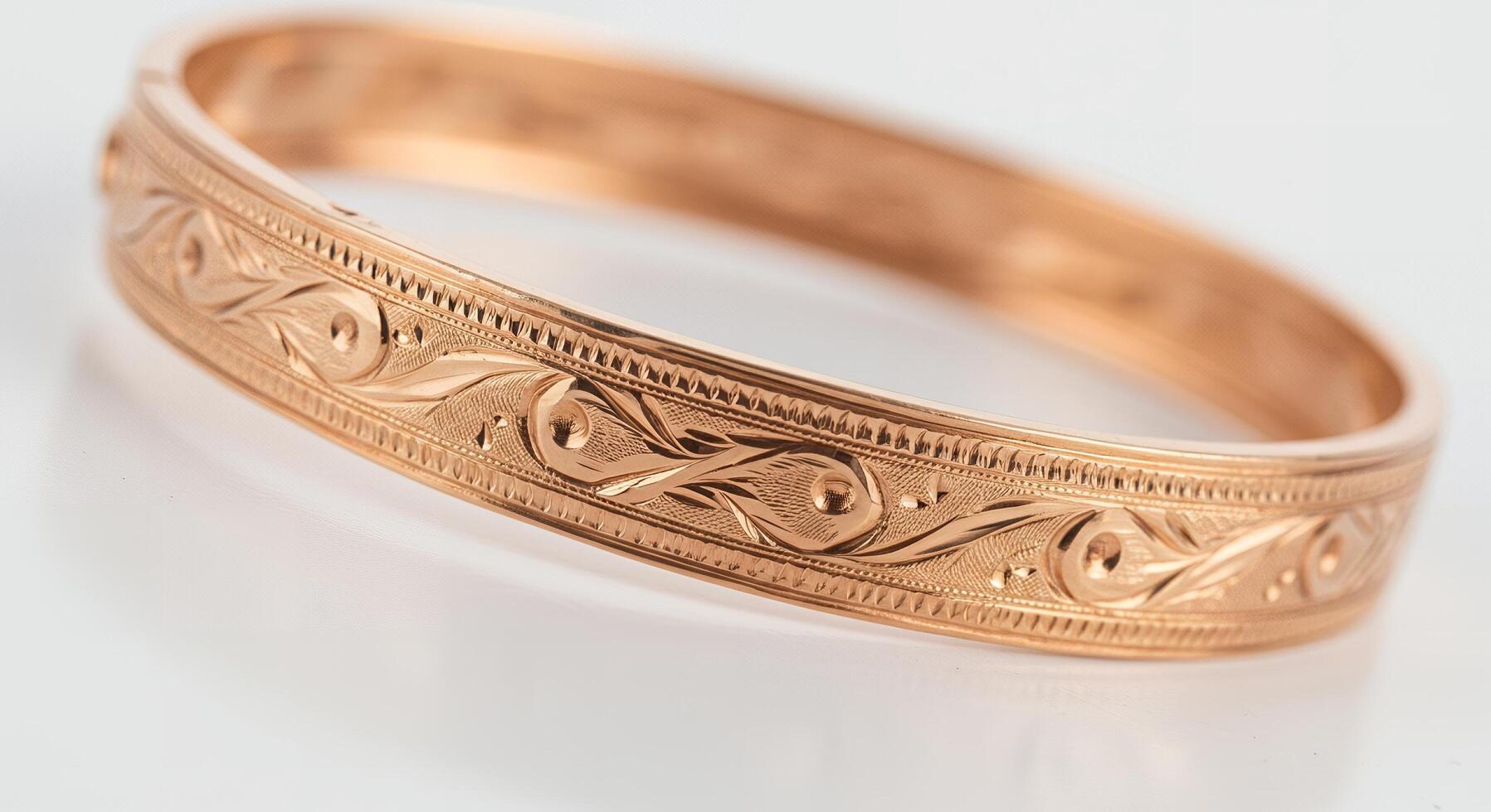 Elegant Rose Gold Engraved Bangle Bracelet A Timeless Piece of Jewelry photo