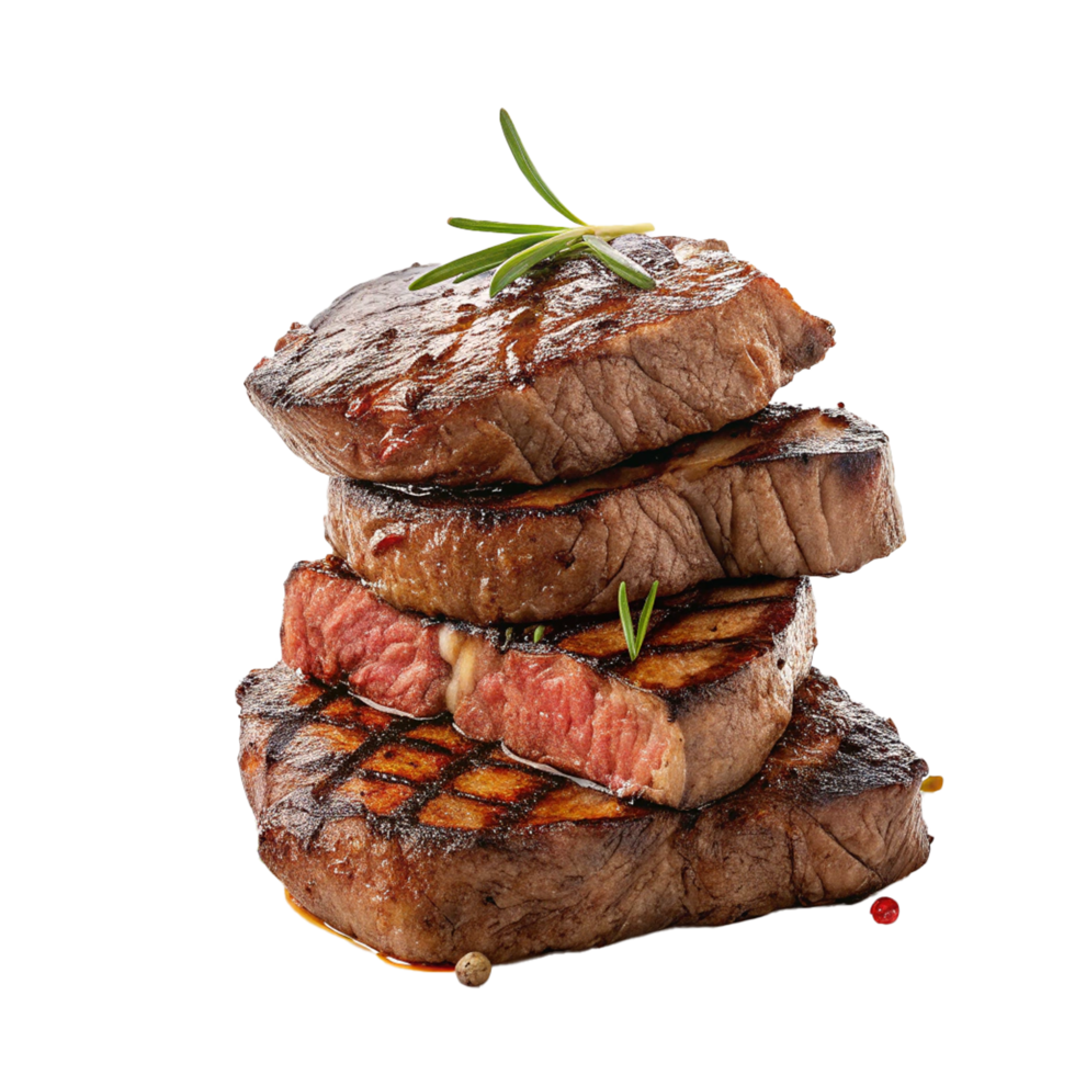 Sizzling stack of frilled steakes png